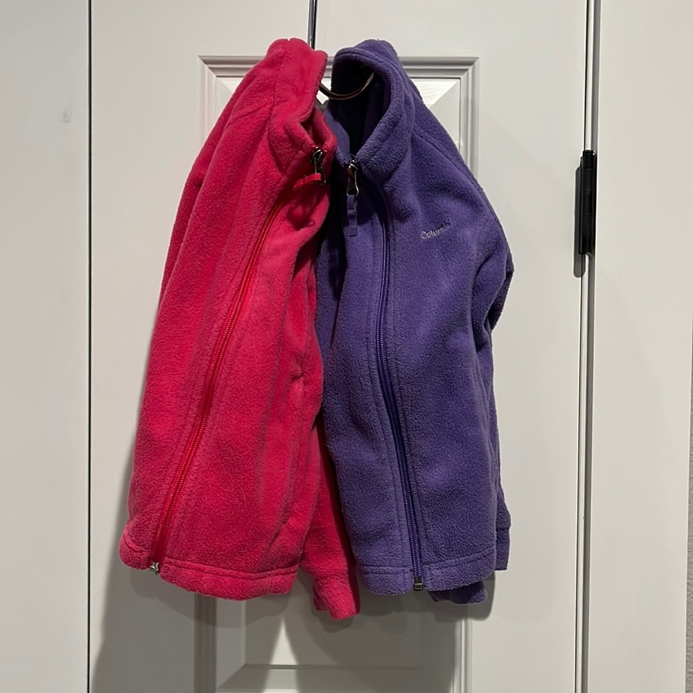 Fleece Columbia zip up jackets 4T pink and purple bundle
